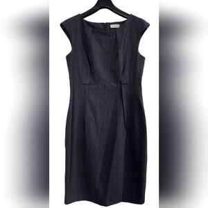 CALVIN KLEIN Dark Grey Round Neck Sheath Dress size 10